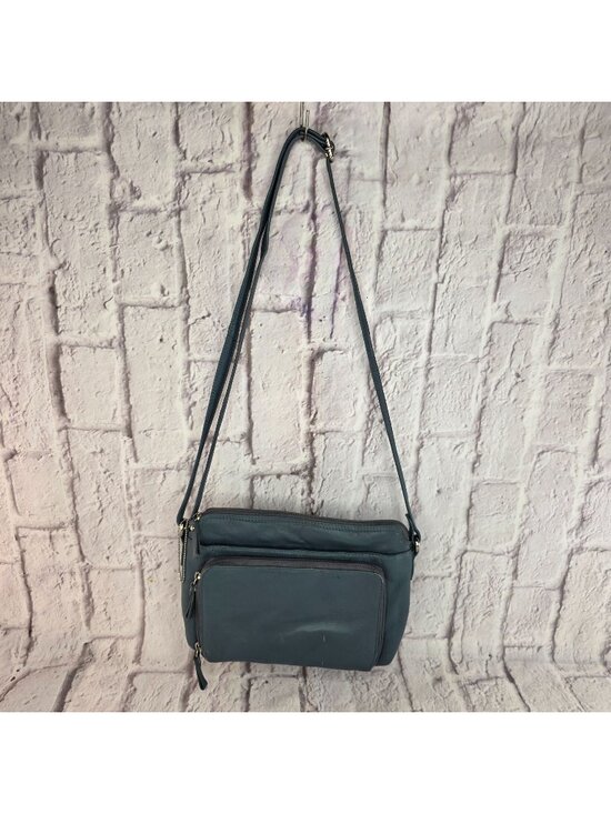 Great American Leather Works Handbags - Great American Leather Works Crossbody Bag Blue Gray Multi Pocket Leather Purse
